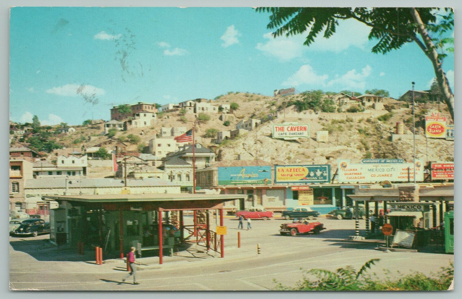 Nogales AZ~Looking Across International Boundary Into Mexico~Vintage Postcard