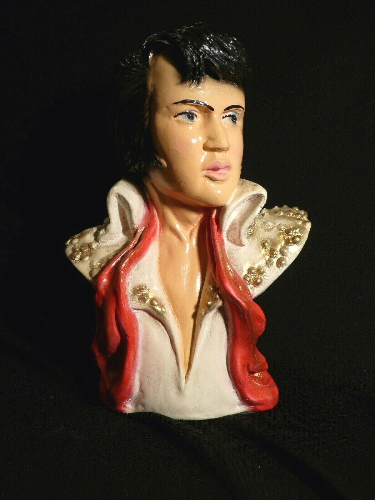 Vtg Spectacular Elvis Presley Chalkware Bust Artist signed Mint Condition RARE!