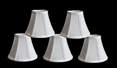 Urbanest Chandelier Mini Lamp Shades,5",bell Silk,white W/ Double Trim,set Of 5