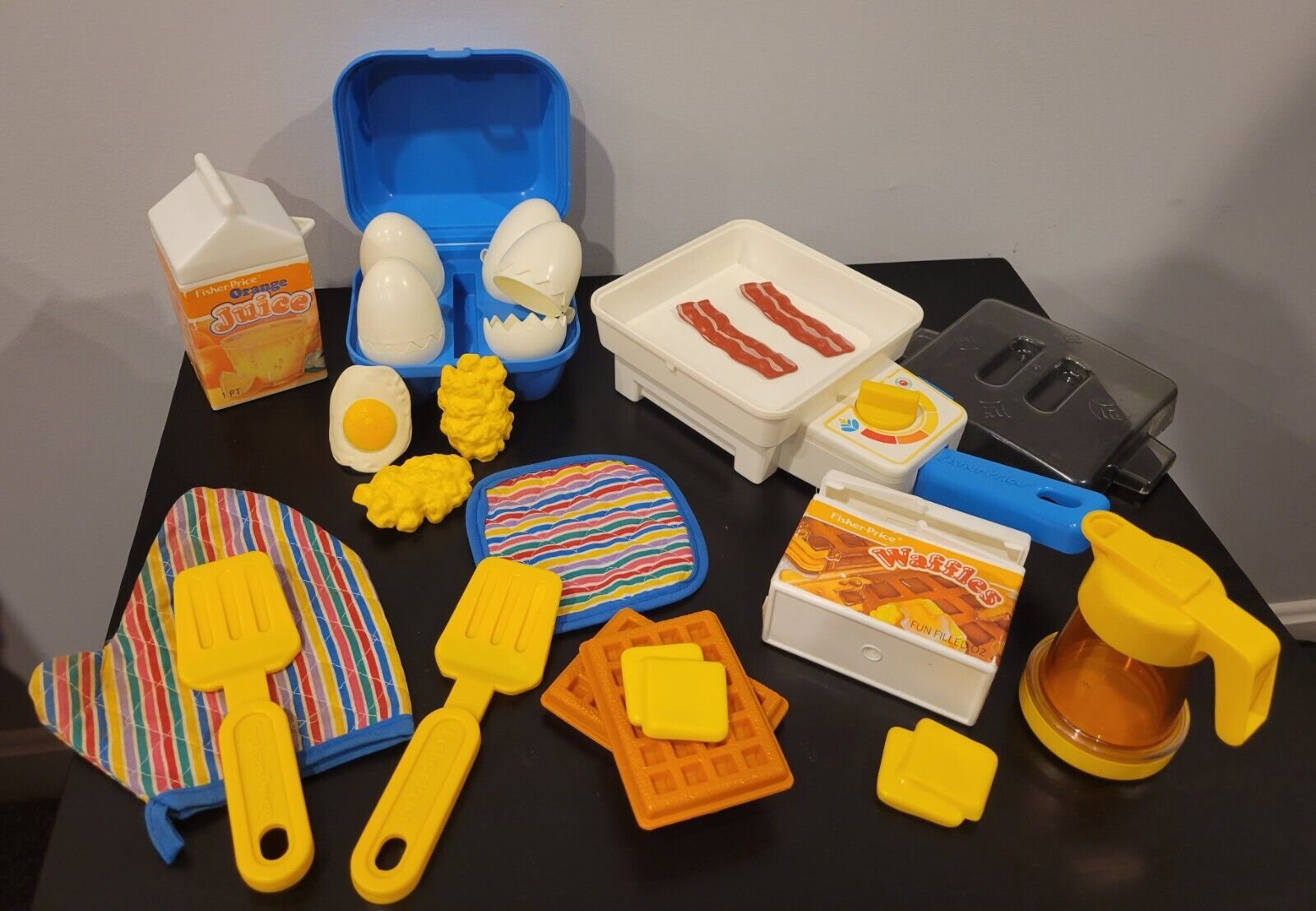 1987 Fisher Price Super Skillet Breakfast Lot With Sizzling Skillet, Eggs + more
