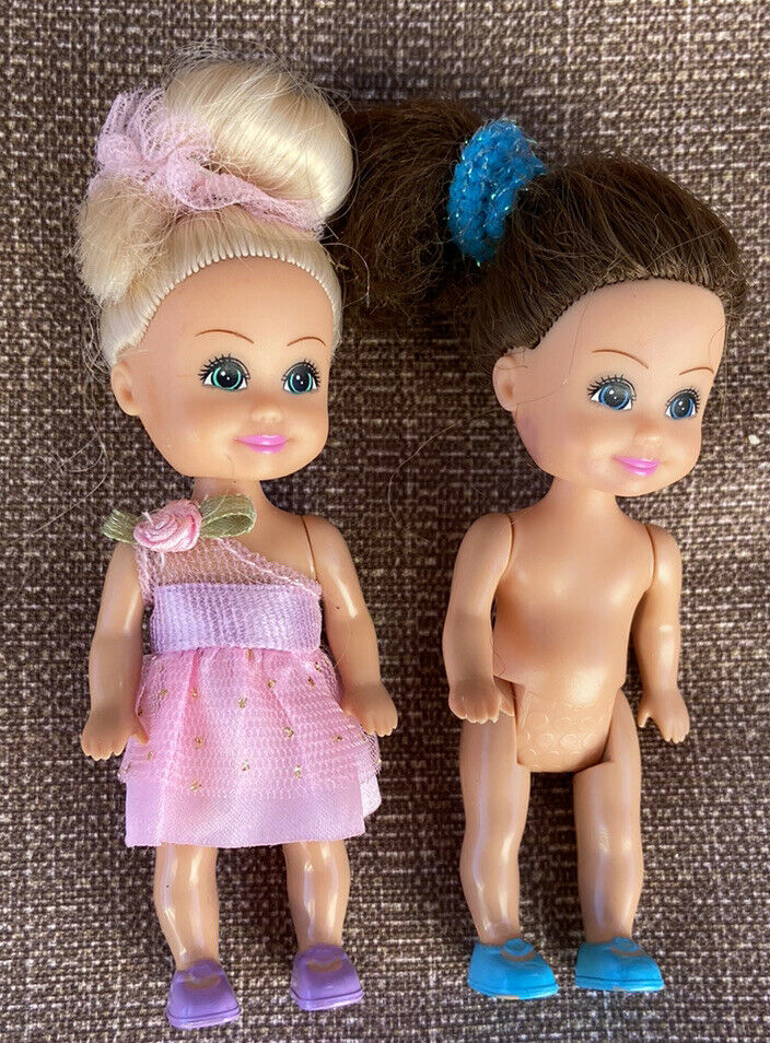 2 Kelly Clone Mini Dolls -1 Blonde & 1 Auburn Hair w/Shoes (Lot 159)