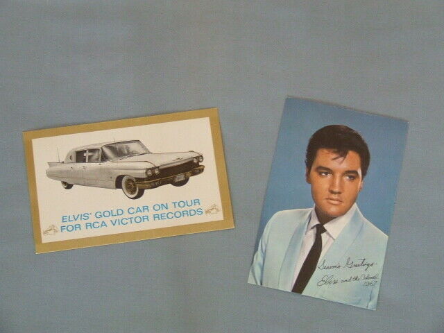 Lot Of (2) Elvis Postcards 1967 "seasons Greetings" Rca Victor Gold Car On Tour