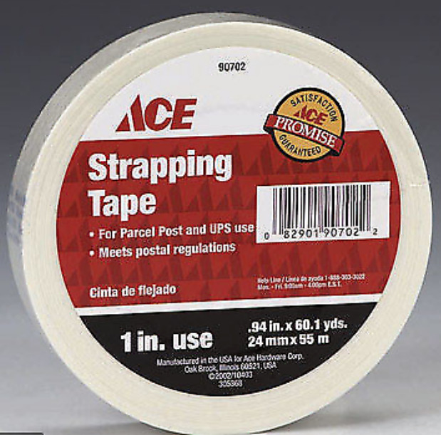NEW! (4) ACE STRAPPING TAPE SHIPPING TAPE .94 IN X 60 YD 90702 HEAVY DUTY 324728