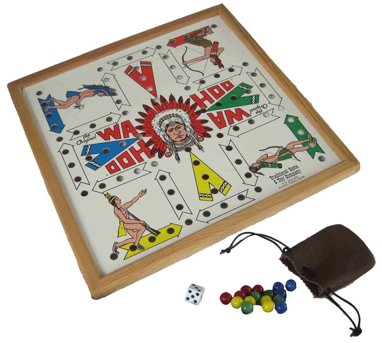 The Original Wa Hoo Board Game - Wahoo!! Made In Usa W/marbles, Dice, And Poke