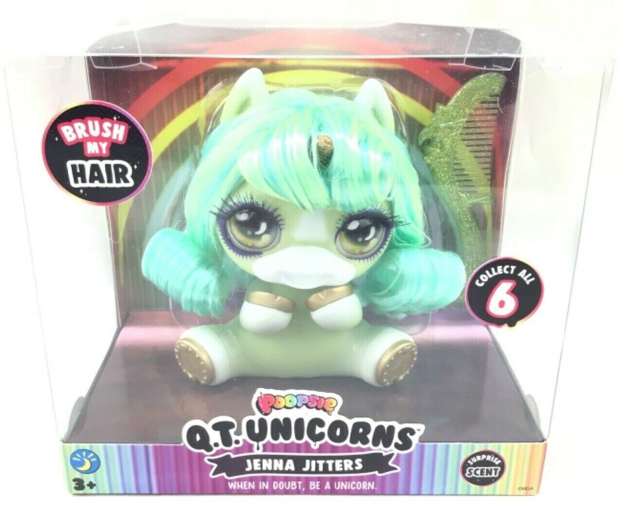 Poopsie Q.T. Unicorns Jenna Jitters Scented Kids Toy Brush My Hair Series 1 New