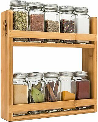 Bamboo Spice Rack Organizer By Morvat | For Counter Or Mount It On The Wall