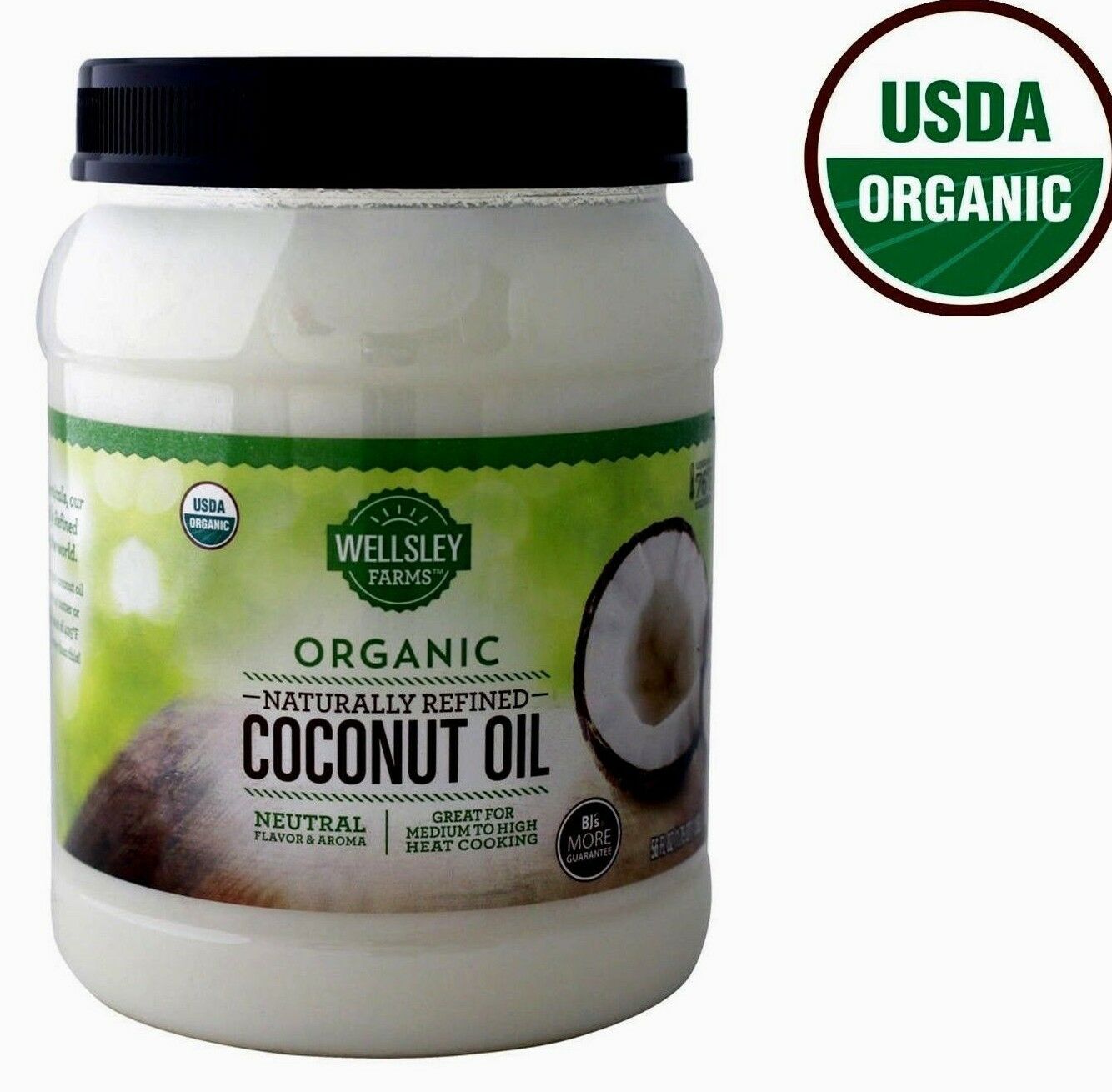 🔥 Wellsley Farms Coconut Oil Naturally Refined 100% USDA Organic, 56 FL. OZ.