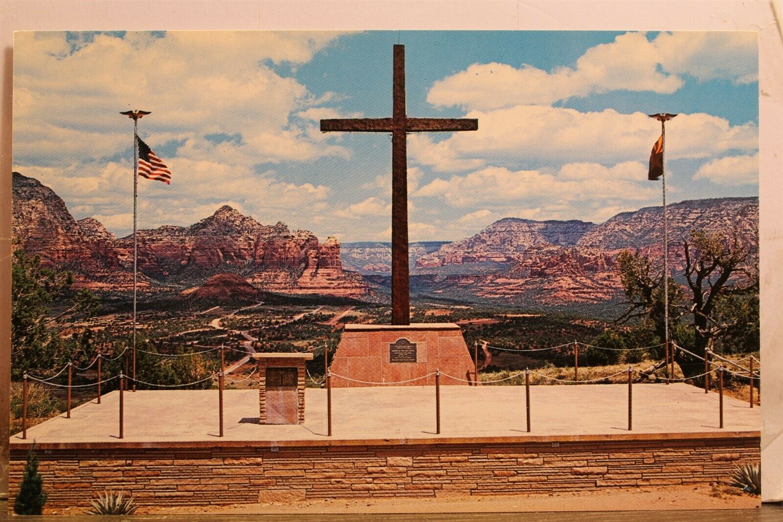Arizona Sedona Tabletop Mountain Red Rocks Shrine Verde Valley Masons Postcard