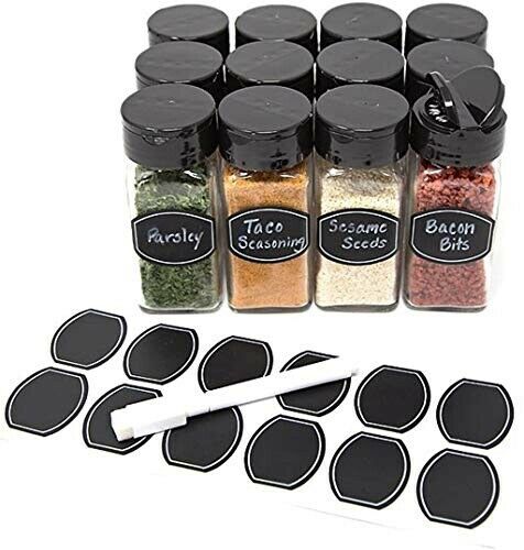 Glass Clear Square Spice Jars With Sleek Black Sifter Lid 4oz In Case Of 12