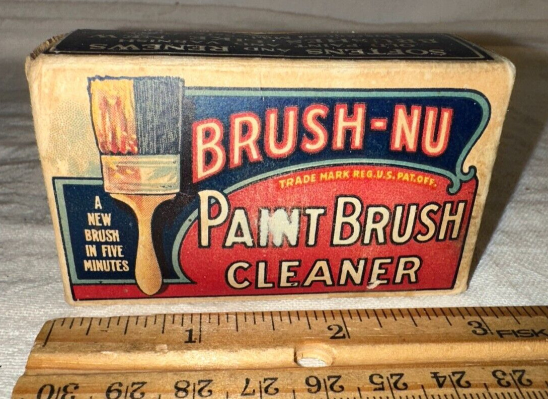 ANTIQUE UNOPENED BRUSH NU PAINT CLEANER BOX VARNISH BALTIMORE MD COUTRY STORE
