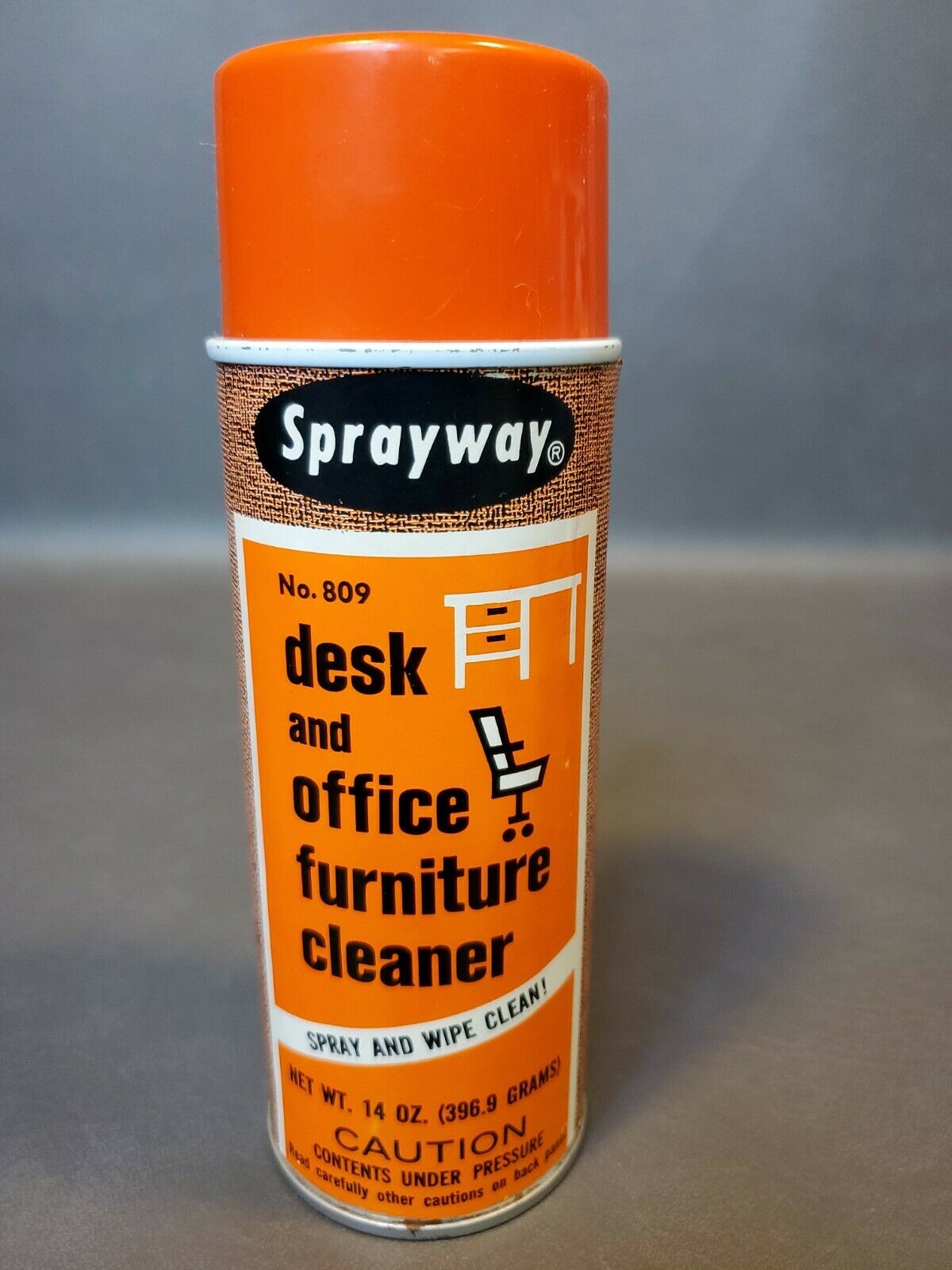 Vintage Antique 1970's Sprayway Desk & Office Cleaner 14 Oz Spray Can Mcm Orange