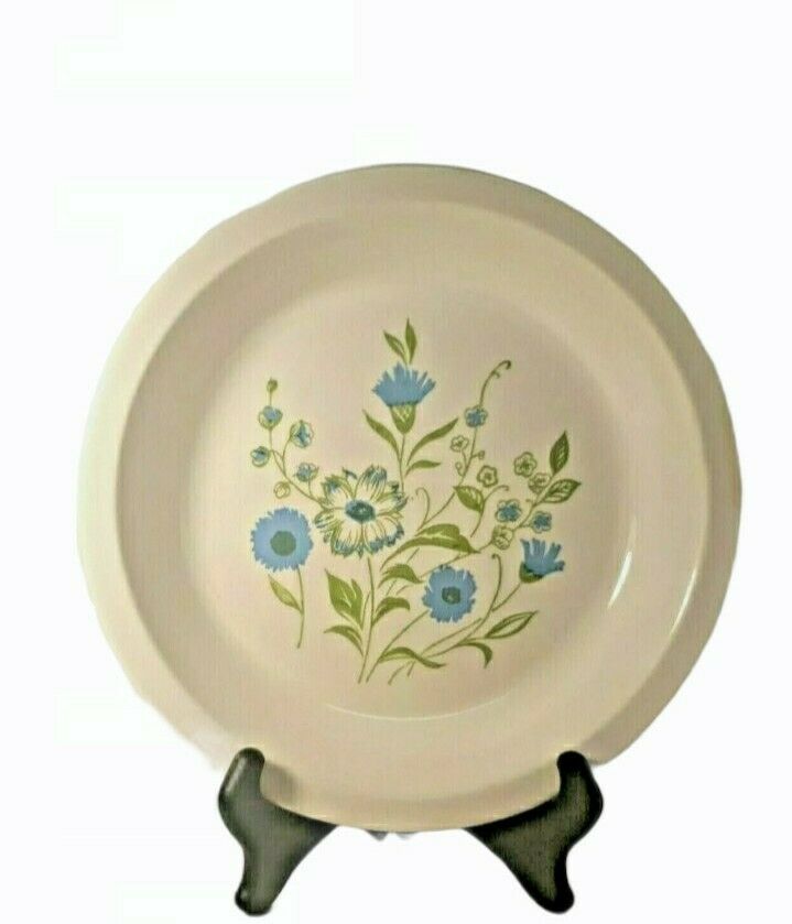 Royal Usa Dianthus Pie Plate Blue Flowers 10" Vintage