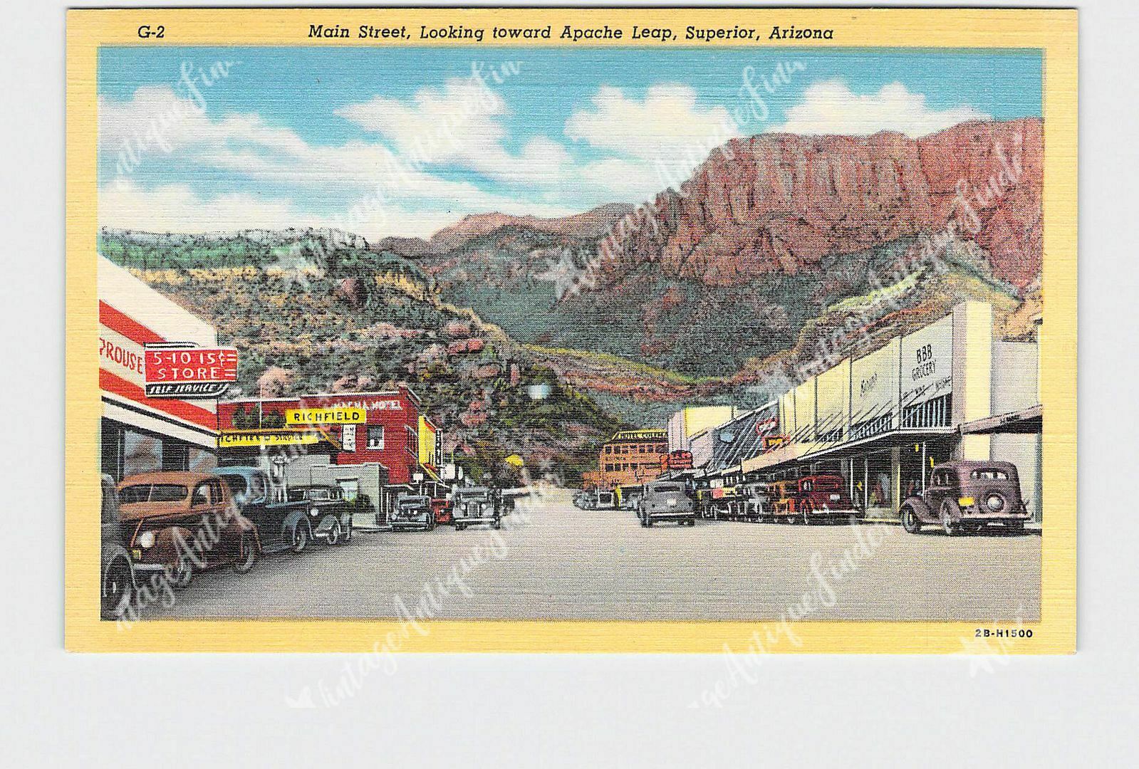Ppc Postcard Az Arizona Superior Main St Business Street View Looking Toward Apa