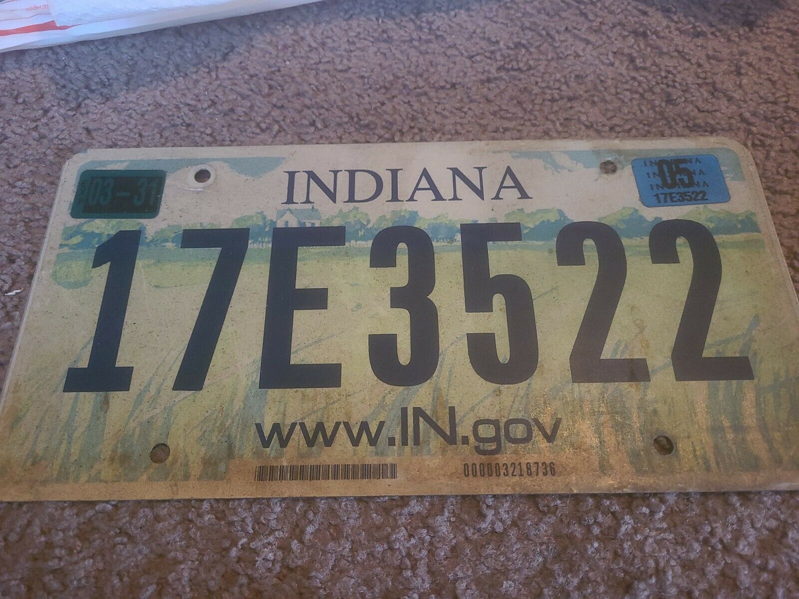 2005 Indiana #17e3522 License Plate