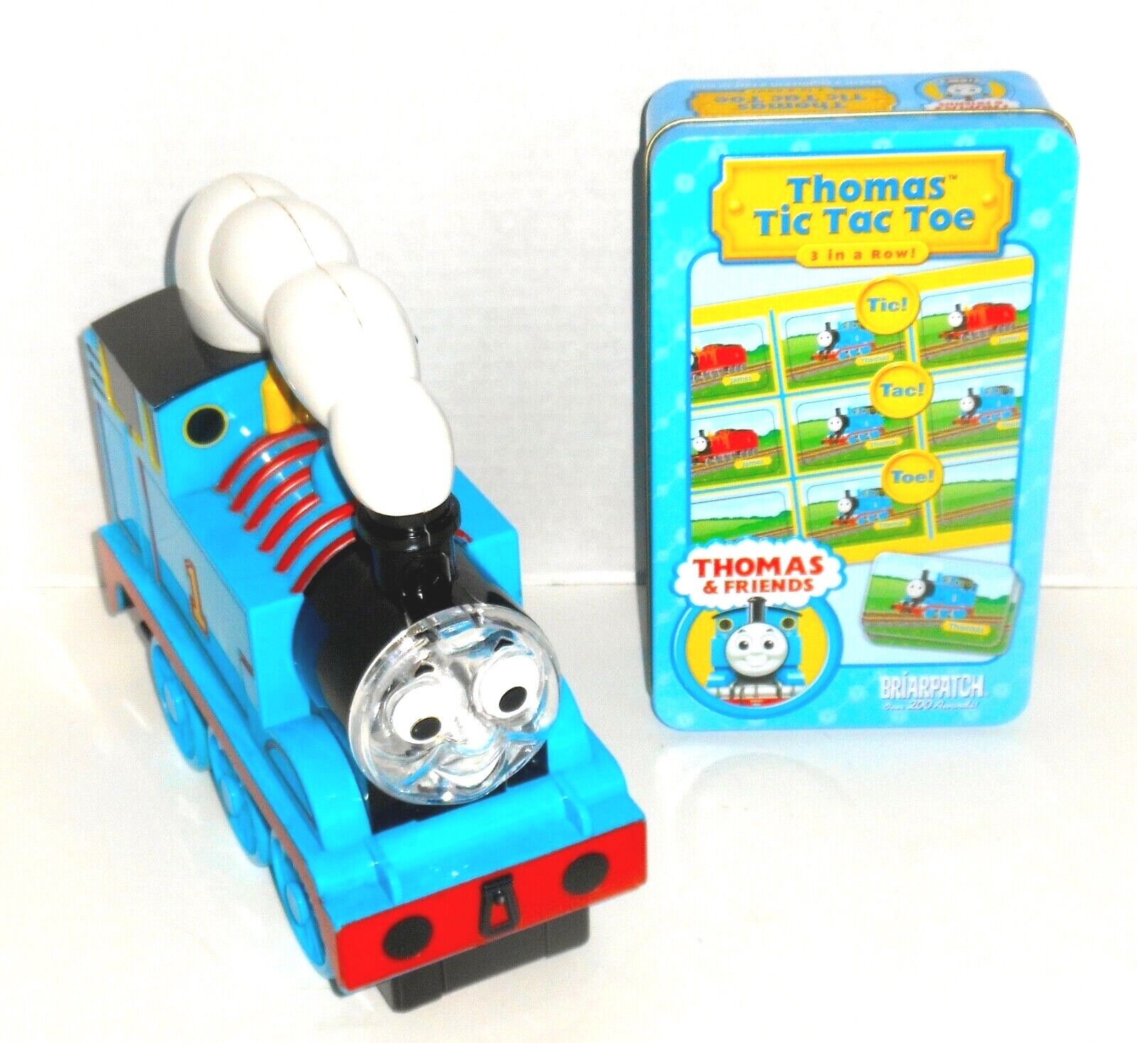 Lot 2 Thomas The Tank Engine Train Toys~ Flashlight & Tic Tac Toe Tin Container