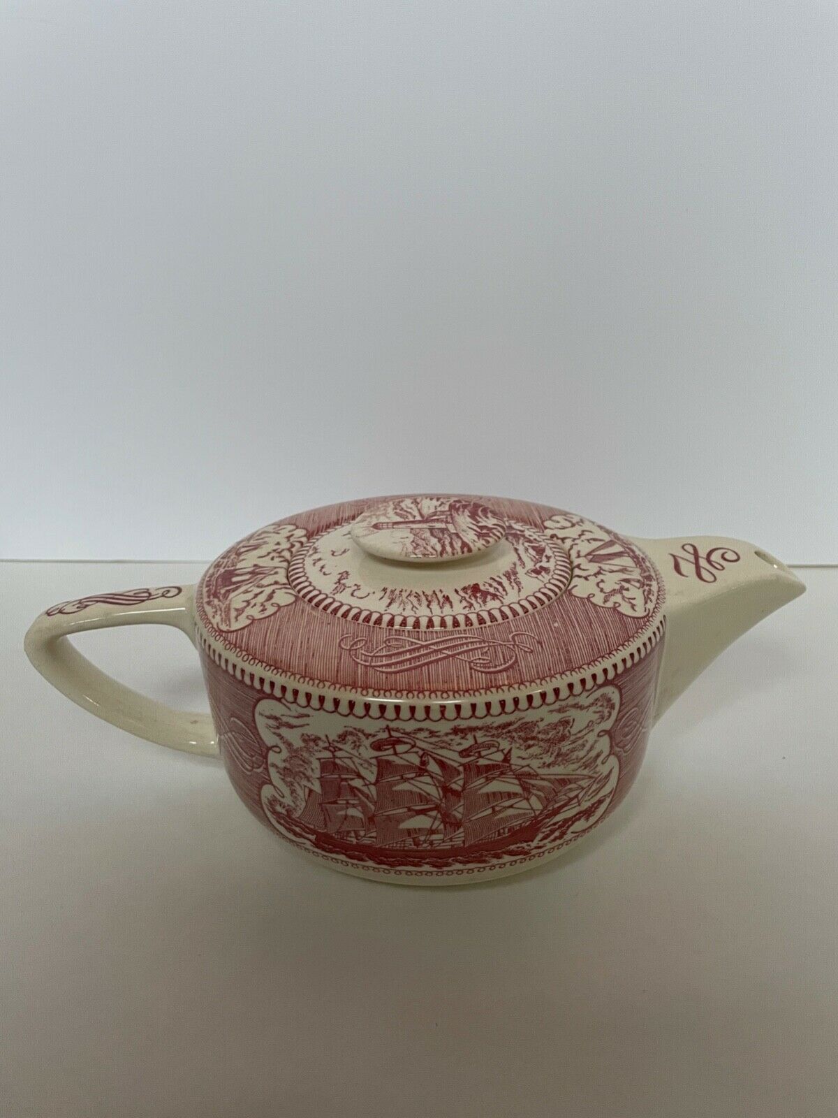 Vintage Currier & Ives Teapot - Ship Design - ca 1960s - Rare